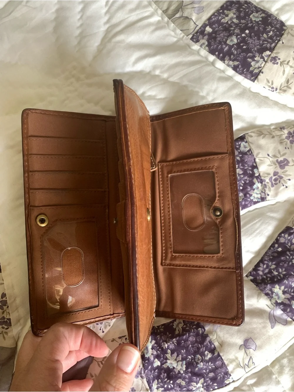 Brown Leather University of FL Patchwork Women's Wallet with Team Logos